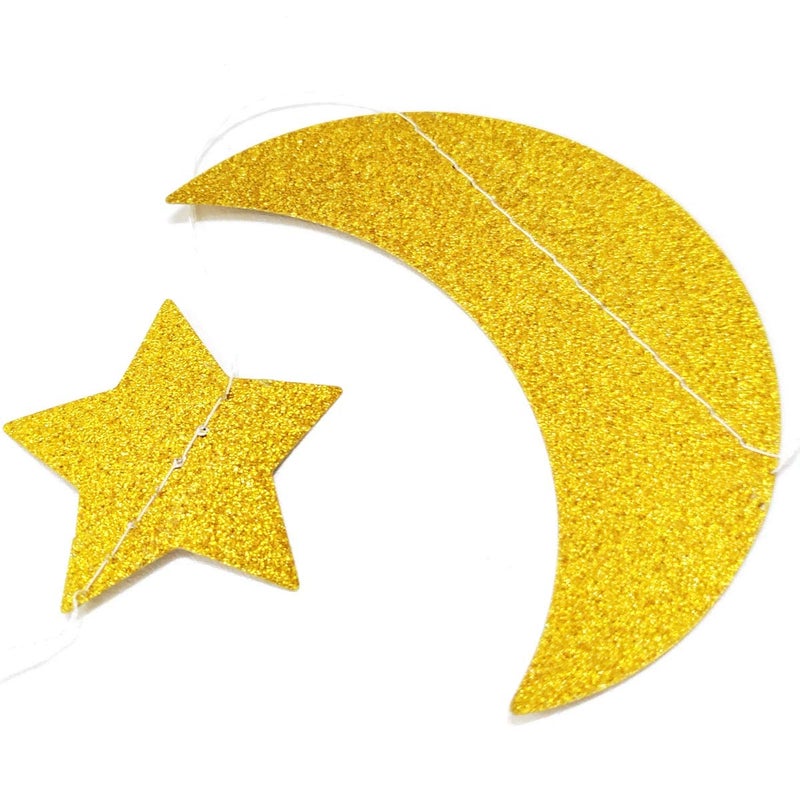 TTSAM 50ft Glitter Moon & Stars Garlands  6 Pack Gold Double-Side Crescent and Twinkle Stars Paper Hanging Decorations for Birthday Party Baby Shower Engagement Wedding for Nursery Kids Room Home Bedroom - Image 2